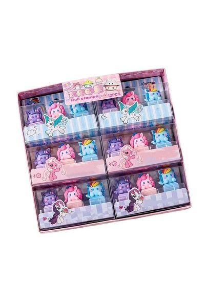 huitich Pony Cartoon 3-Piece Stamp Set Cute Doll Design for Kids & Teachers