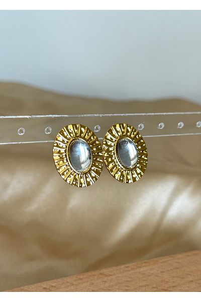 Home Sihra Accessories Steel Nail Model Oval Earrings