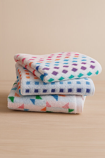Özdilek Premium Geometric Patterned 3-Piece Hand-Face Towel