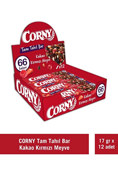 CORNY Tam Tahıllı Bar Kakao Kırmızı Meyveli 17 gr x 12 Adet