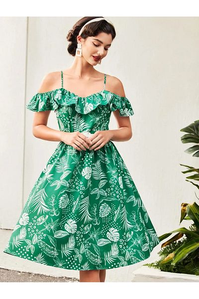UniqueStore.ro Neves Dress, With Floral Print And Ruffles