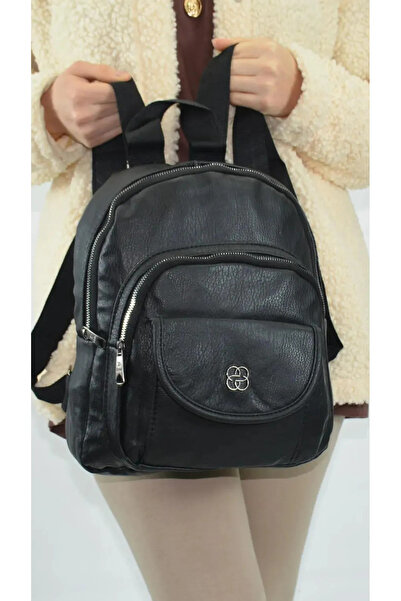 Wander Black Women's Backpack Wash Leather Multi-Compartment