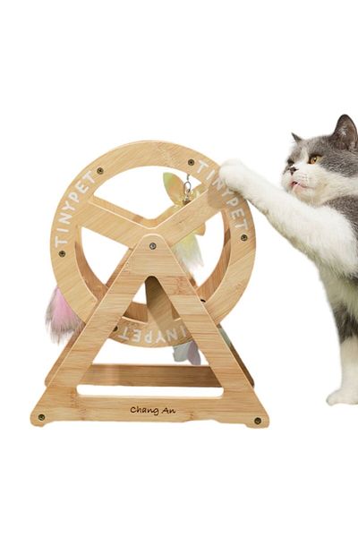 OEM Cat Toy, Bamboo Wood Play Wheel, 14.5 cm x 28 cm x 34 cm, with Accessories