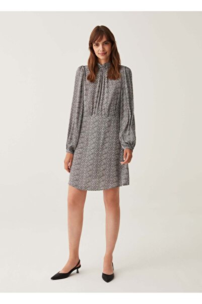 Ovs Short Dress With Herringbone Print