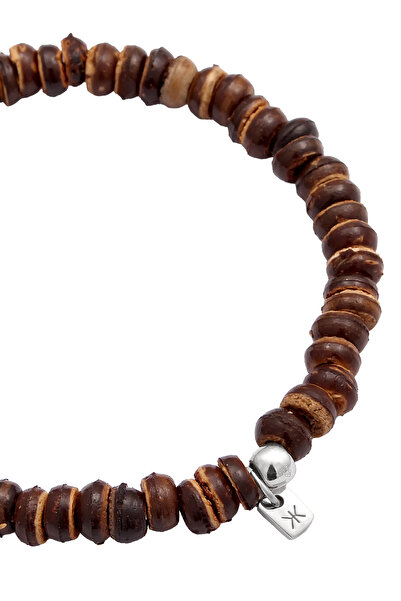 KUZZOI Náramek Pánský náramek Syntetická kokosová perla 925 Sterling Silver Festival 19 cm