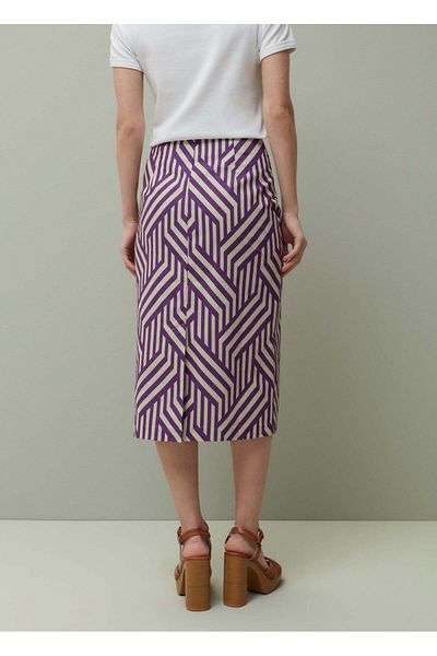 Ovs Piombo Twill Pencil Skirt With All-Over Print