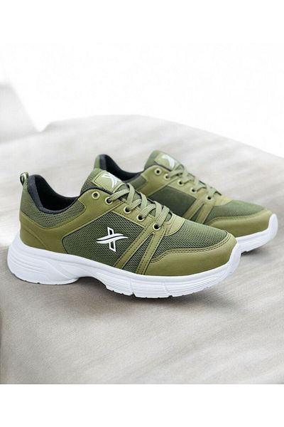 KANTEX Sneaker Sports Khaki White Shoes Comfortable Airy Flexible Quality Lace-Up Orthopedic Useful017