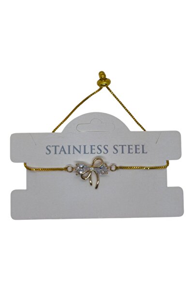 X-Lady Accessories Altın Renk Fiyonk Asansör Çelik Bileklik - 3628