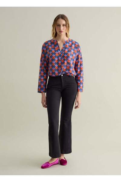 Ovs Blouse With Optical Pattern And V Neck