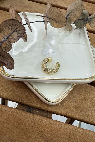 My Joyas Design Curved Stone Hoop Cartilage Earring Gold