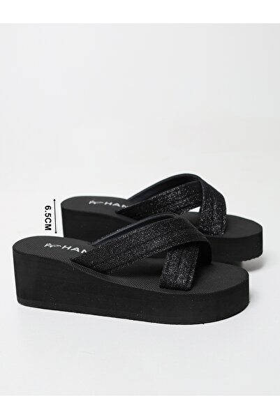 HANOX Grace High Platform Heel Women's Cross Beach Slippers (6.5) cm