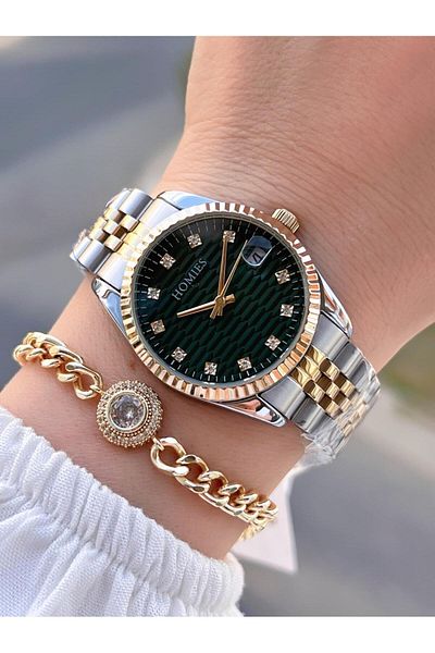 Homies Steel Cord 2 Years Warranty 30 Mt Water Resistant Women Wrist Watch+Bracelet Hm.23257.5