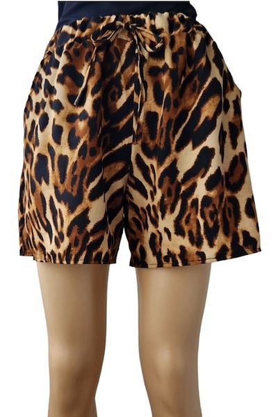 OEM Cotton and Polyester Shorts with Leopard Print