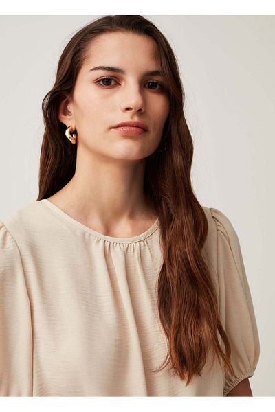 Ovs Crêpe Blouse With Puff Sleeves