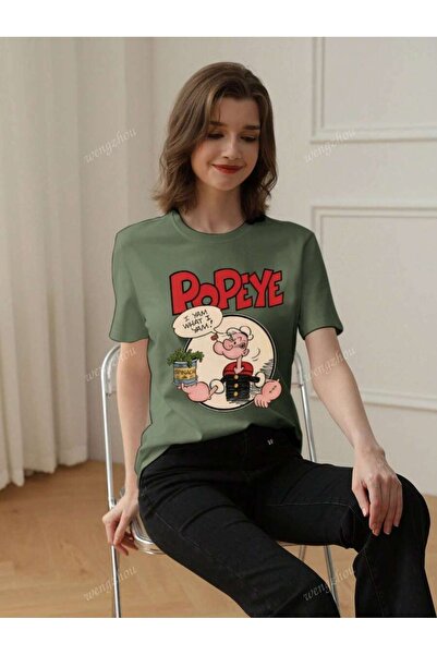 LAYORA Άνετο μπλουζάκι με κοντό μανίκι για γυναίκες με εκτύπωση γράμματος και εκτύπωση κινουμένων σχεδίων για τον Βασιλικό Πράγματος