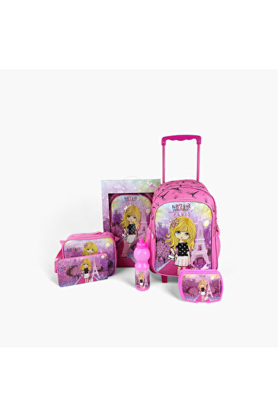 Royal Falcon مجموعة حقيبة ظهر بعجلات بطباعة جرافيكية، 5 قطع، مقاس 16 بوصة، 45...