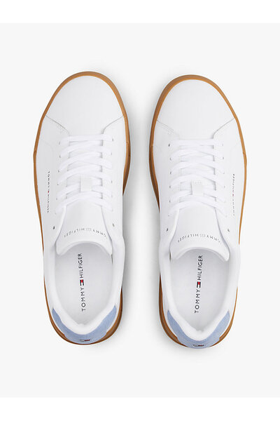 Tommy Hilfiger TH COURT LTH DETAIL ESS Erkek Beyaz Sneaker FM0FM0536705O