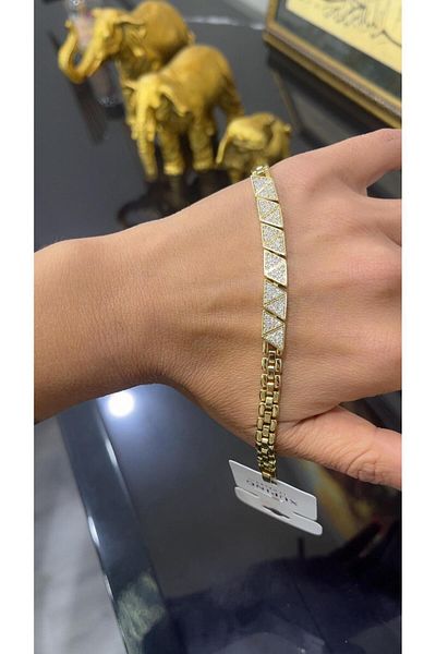Store 14 Carat Gold Color Zircon Stone Xuping Bracelet 18 cm