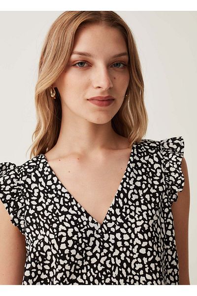 Ovs Blouse With Patterned Flounce