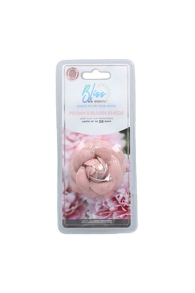 Bliss Air Scents 3D floral Design Peony and Blush Suede Scented Vent Clip Air Freshener