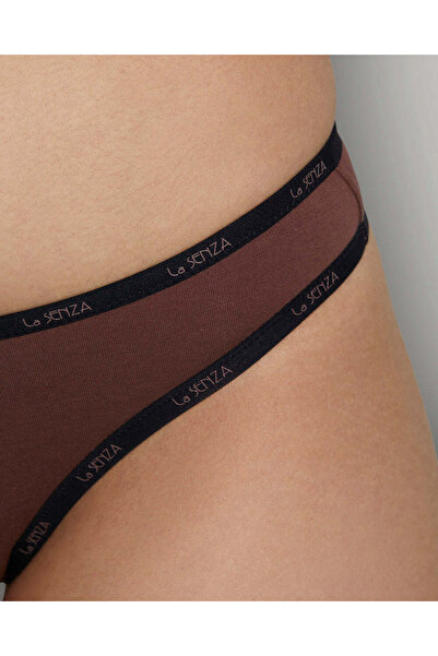 La senza سروال داخلي أساسي من القطن بشعار رفيع