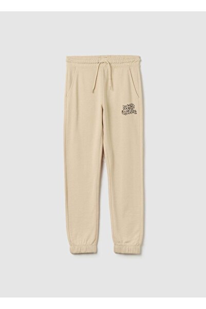 Ovs Joggers With Drawstring And ''Step Aside'' Print