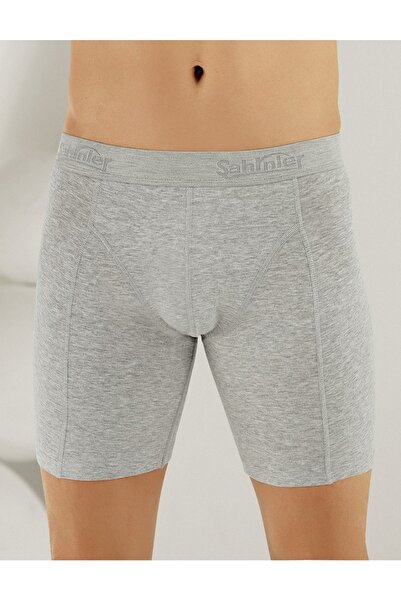 Şahinler Men's Lycra Text Detailed Cotton Long Boxer