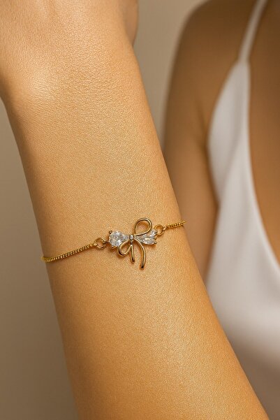 X-Lady Accessories Altın Renk Fiyonk Asansör Çelik Bileklik - 3628