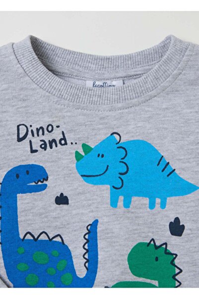 Ovs Sweatshirt With Round Neck And Dinosaurs Print