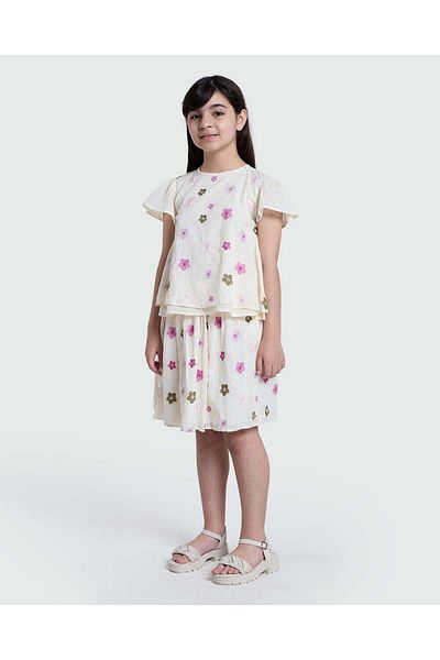 Ovs Cotton Blouse With Small Flowers Embroidery