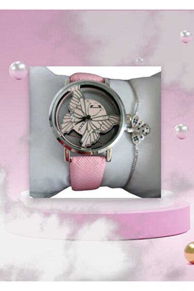 OEM Women's Watch, Analog Display, Quartz Mechanism, Pink -Leather Strap