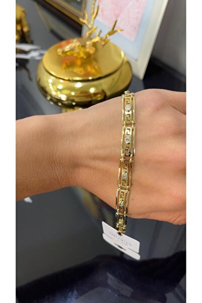 Store سوار Xuping من حجر الزركون باللون الذهبي عيار 14 قيراط مقاس 18 سم