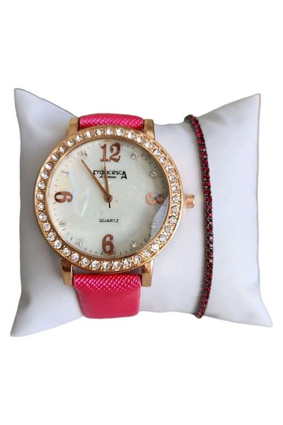 OEM Women's Casual Watch with Bracelet, Analog Display, Quartz Mechanism, Pink
