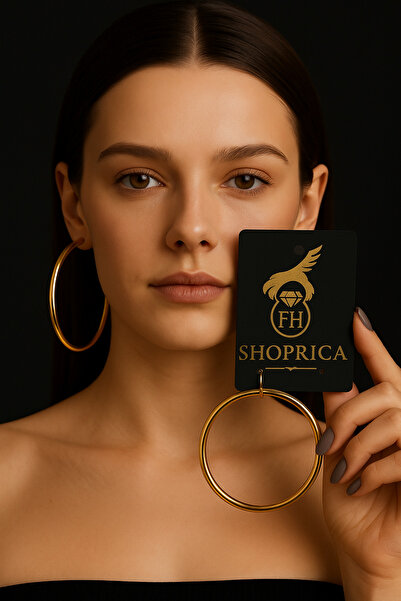 Shoprica Minimal & Şık: Altın Sarısı Büyük Halka Küpe