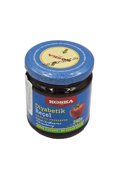 Koska Diabetic Strawberry Jam with Sweetener – Koska, No Added Sugar, Traditional Turkish, 240g