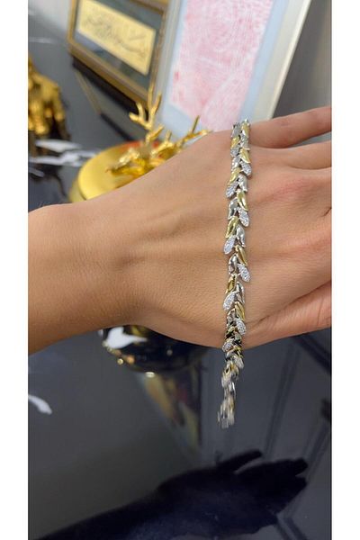 Store 14 Carat Gold Color Zircon Stone Xuping Bracelet 18 cm