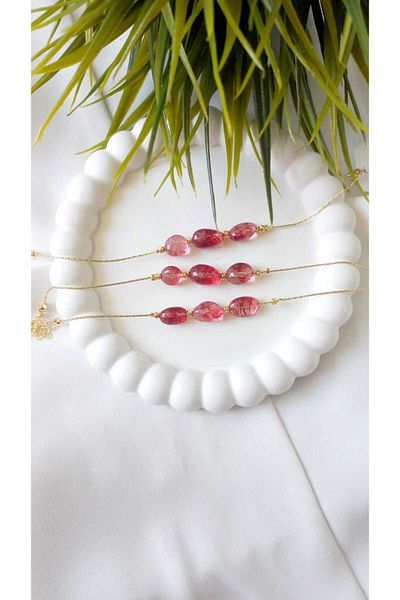 ZeynDesign Dark Pink Quartz Natural Stone Bracelet