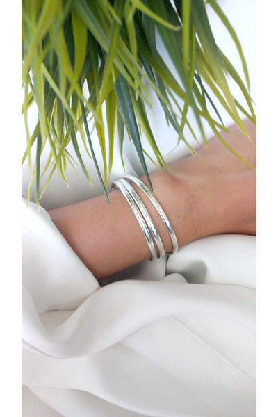 ZeynDesign Scratch Pattern Silver Color Bracelet