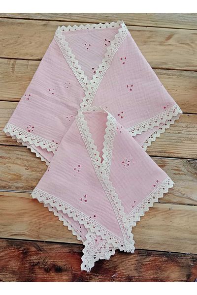 Mufincollection Mother Daughter Combination Triangle Muslin Bandana |   Lace – Cotton Fabric