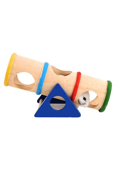 OEM 2-in-1 Toy for Hamsters – Rocker and Tunnel with Holes Made of Pine Wood