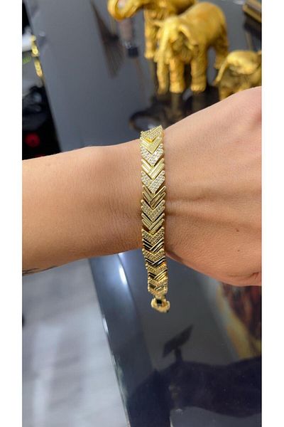 Store 14 Carat Gold Color Zircon Stone Xuping Bracelet 18 cm