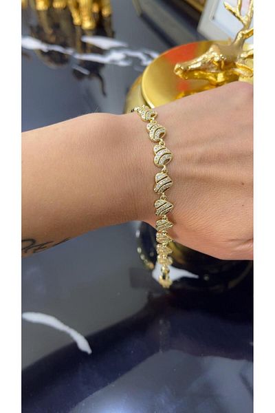 Store 14 Carat Gold Color Zircon Stone Xuping Bracelet 18 cm