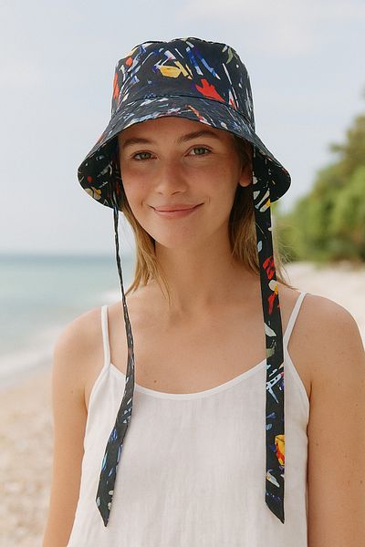 Minel Women's Black Tie Bucket Hat Mnl-062