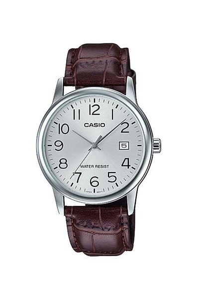 Casio ساعة يد بعقارب وسوار من الجلد طراز MTP-V002L-7B2 للرجال
