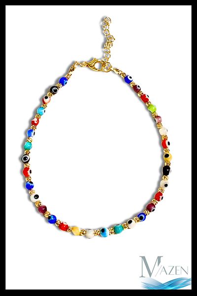 MAZEN Colorful Beaded Women's Anklet |   Summer Bracelet Model with Adjustable Chain |   Luck Anklet