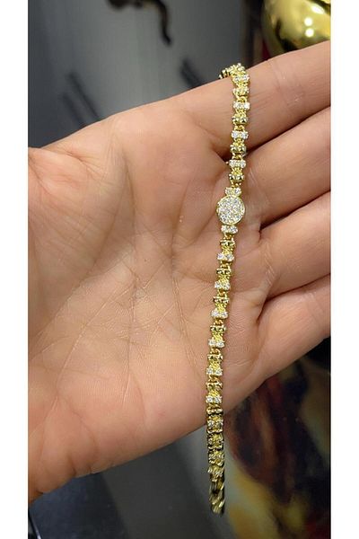 Store 14 Carat Gold Color Zircon Stone Xuping Bracelet 18 cm