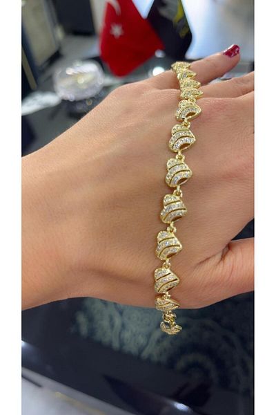 Store 14 Carat Gold Color Zircon Stone Xuping Bracelet 18 cm