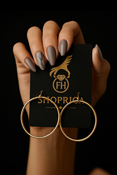 Shoprica Minimal & Şık: Altın Sarısı Büyük Halka Küpe