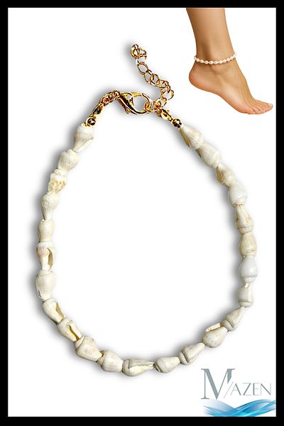 MAZEN Natural Seashell Women's Anklet |   White Summer Adjustable Bracelet Model