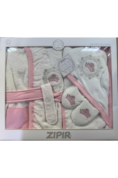 MİLAYS LİFE HOME COLLECTİON ZIPIR 4 PARÇA PAMUKLU BORNOZ SETLERİ 0-2 YAŞ